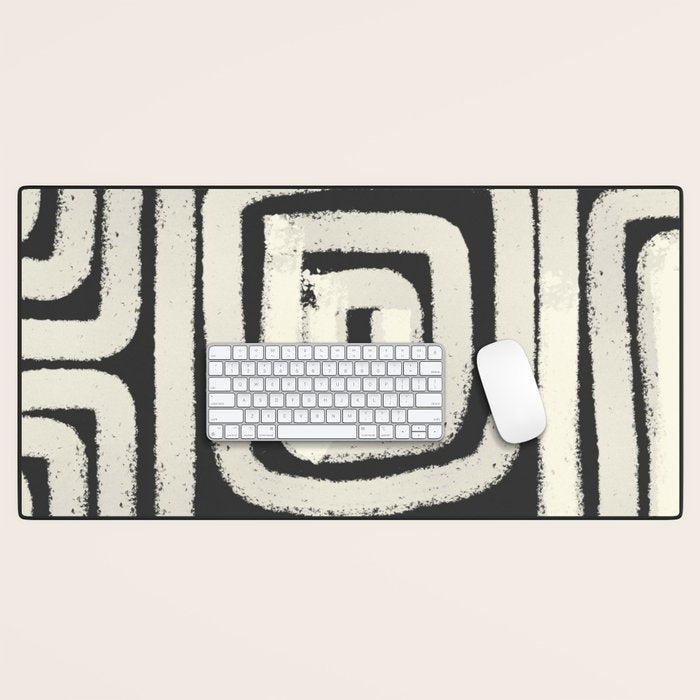 Boho black and white tribal design Desk Mat Gallery Image 1
