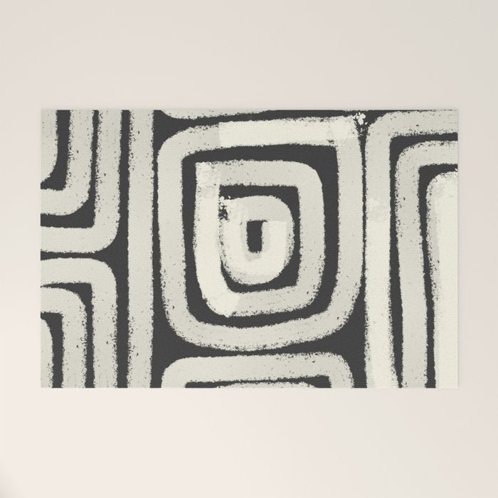 Boho black and white tribal design Welcome Mat