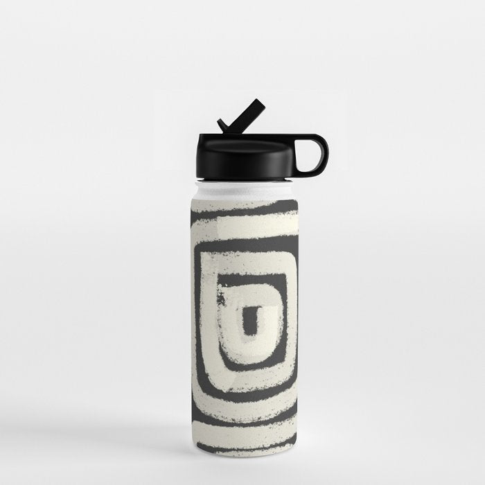 Boho black and white tribal design Water Bottle Gallery Image 1