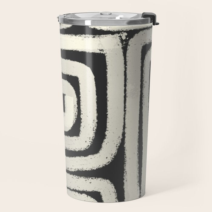 Boho black and white tribal design Travel Mug Gallery Image 2