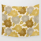 Warm Neutral Floral Pattern Wall Tapestry Gallery Image 4