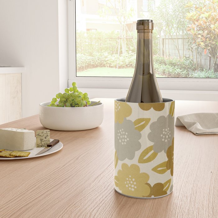 Warm Neutral Floral Pattern Wine Chiller Gallery Image 4
