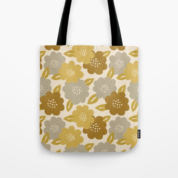 Warm Neutral Floral Pattern Tote Bag Gallery Image 1