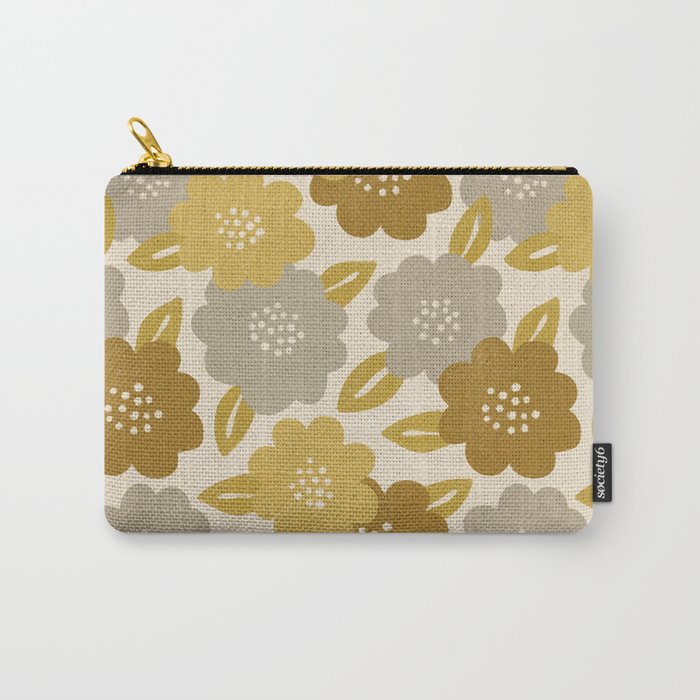 Warm Neutral Floral Pattern Carry All Pouch Gallery Image 1