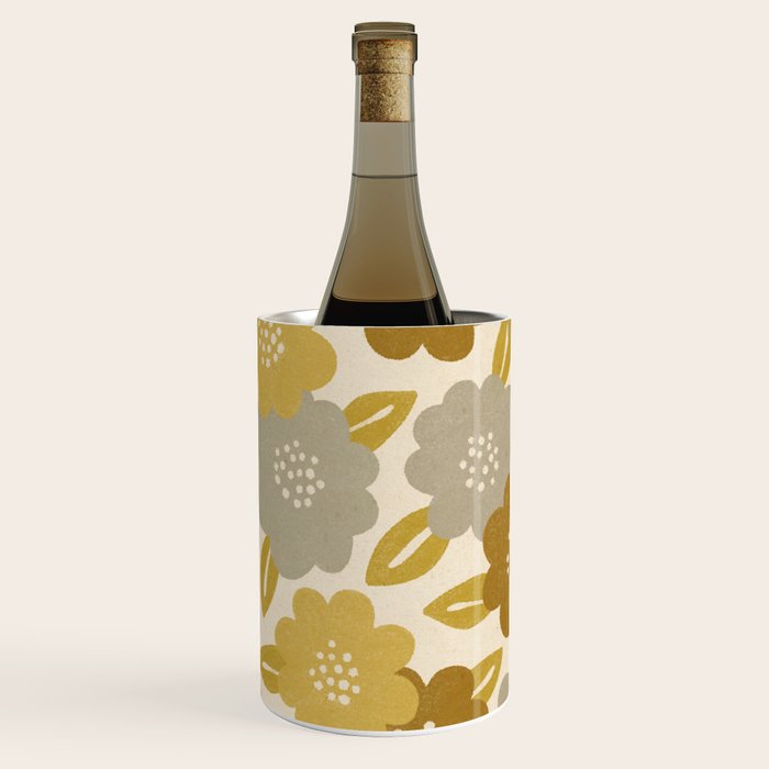 Warm Neutral Floral Pattern Wine Chiller Gallery Image 1