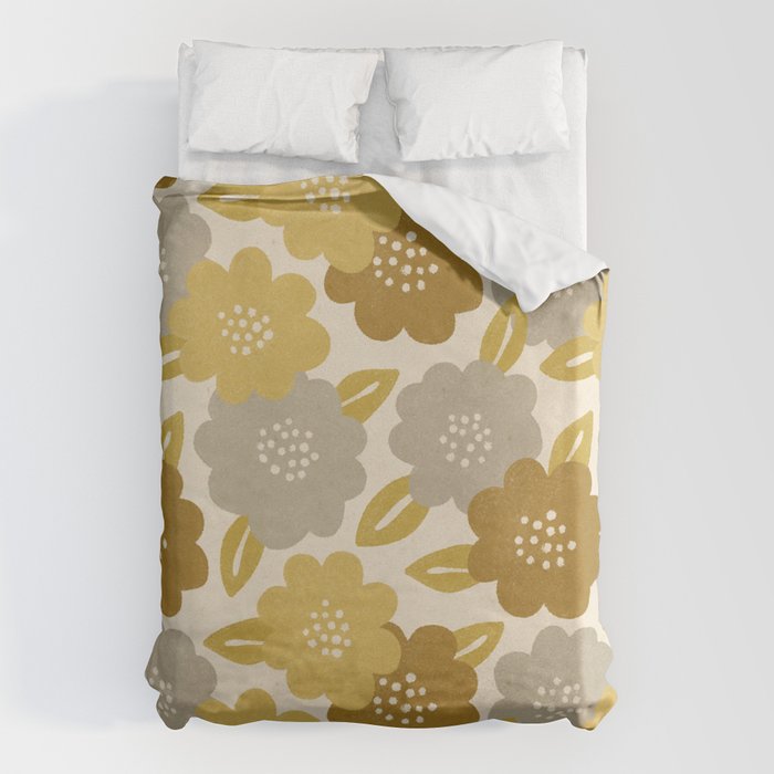 Warm Neutral Floral Pattern Duvet Cover Gallery Image 6