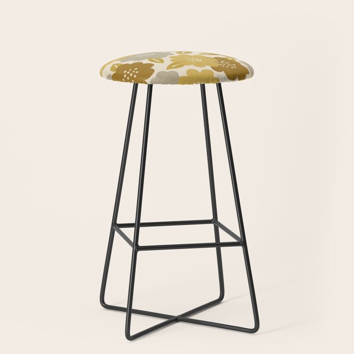 Warm Neutral Floral Pattern Stool Gallery Image 1