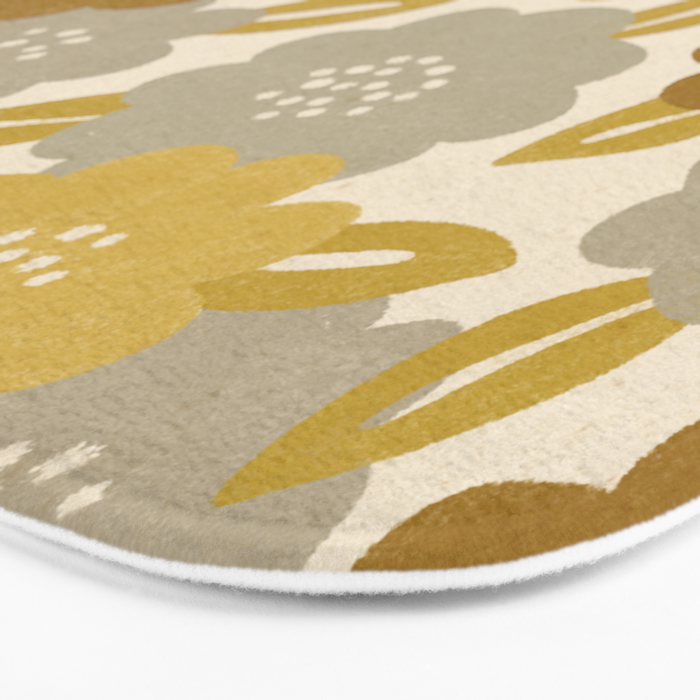 Warm Neutral Floral Pattern Bath Mat Gallery Image 3