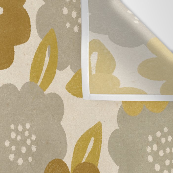 Warm Neutral Floral Pattern Wall Tapestry Gallery Image 3