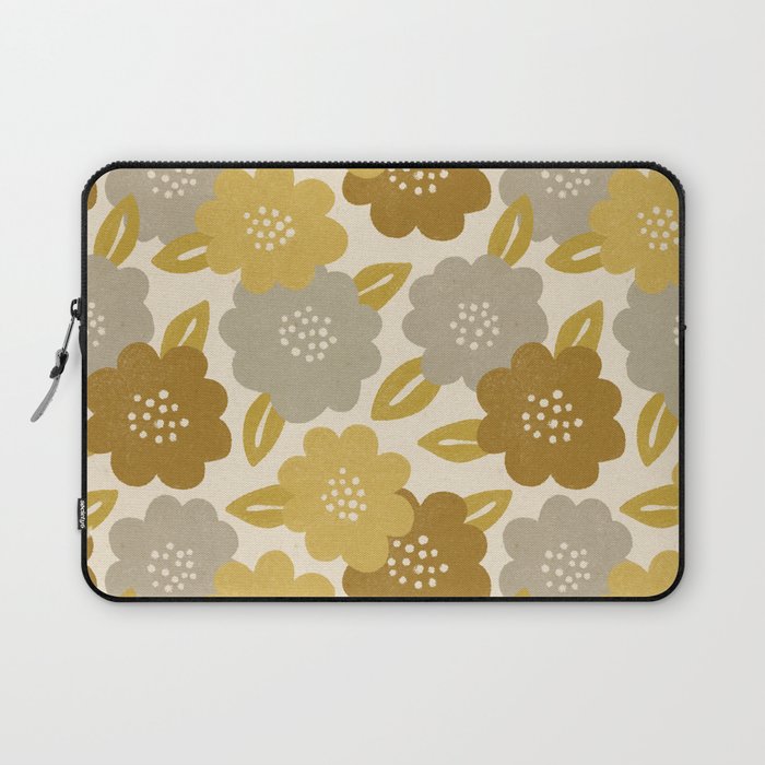 Warm Neutral Floral Pattern Laptop Sleeve Gallery Image 1