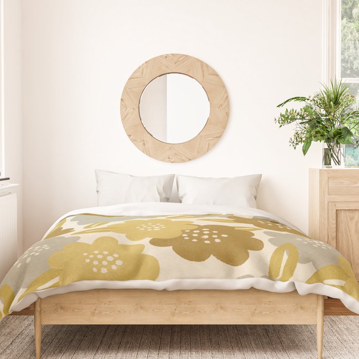 Warm Neutral Floral Pattern Duvet Cover Gallery Image 3