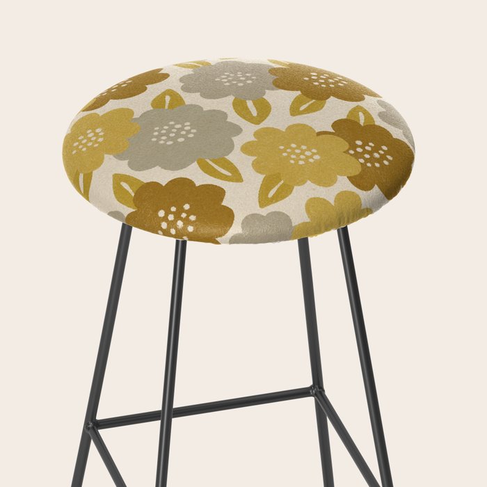 Warm Neutral Floral Pattern Stool Gallery Image 2