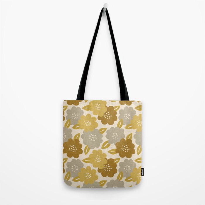 Warm Neutral Floral Pattern Tote Bag Gallery Image 2
