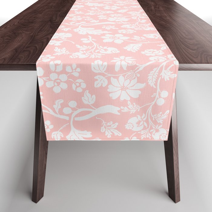 Vintage Style Chintz Florals On Soft Pink Table Runner Gallery Image 1