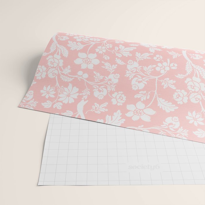 Vintage Style Chintz Florals On Soft Pink Wrapping Paper Gallery Image 2