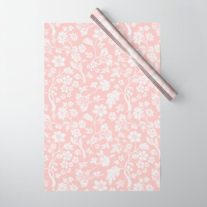 Vintage Style Chintz Florals On Soft Pink Wrapping Paper Gallery Image 1