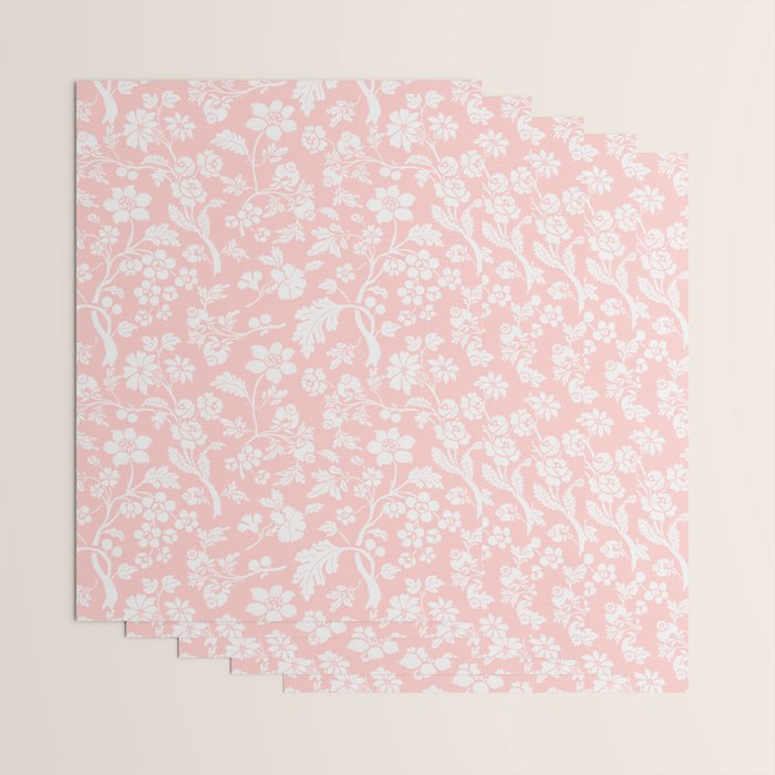 Vintage Style Chintz Florals On Soft Pink Wrapping Paper Gallery Image 3