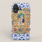 Italian,Sicilian art,holy Mary,Virgin Mary,maiolica,tiles,lemons,Citrus  iPhone Case Gallery Image 1
