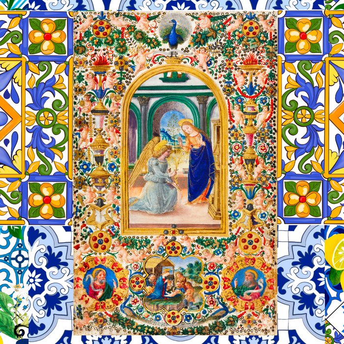 Italian,Sicilian art,holy Mary,Virgin Mary,maiolica,tiles,lemons,Citrus  Coffee Mug Gallery Image 2