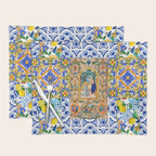 Italian,Sicilian art,holy Mary,Virgin Mary,maiolica,tiles,lemons,Citrus  Placemat Gallery Image 1