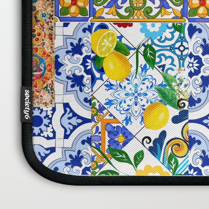 Italian,Sicilian art,holy Mary,Virgin Mary,maiolica,tiles,lemons,Citrus  Laptop Sleeve Gallery Image 3