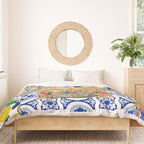 Italian,Sicilian art,holy Mary,Virgin Mary,maiolica,tiles,lemons,Citrus  Duvet Cover Gallery Image 3