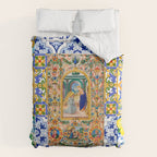 Italian,Sicilian art,holy Mary,Virgin Mary,maiolica,tiles,lemons,Citrus  Duvet Cover Gallery Image 6