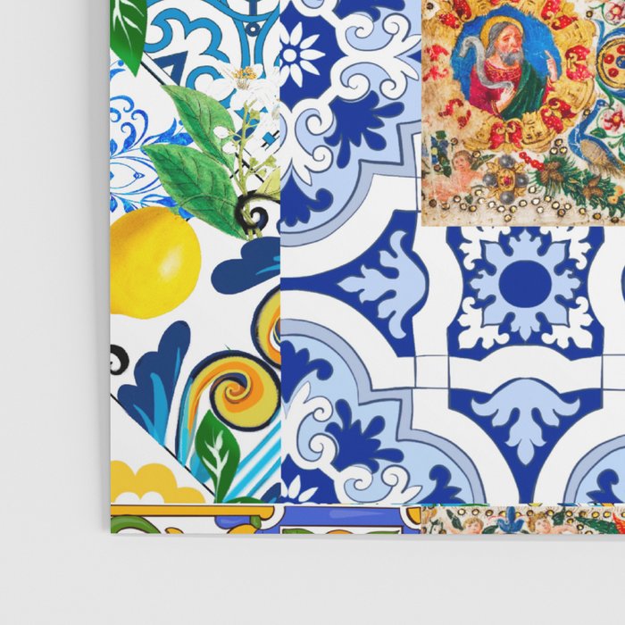 Italian,Sicilian art,holy Mary,Virgin Mary,maiolica,tiles,lemons,Citrus  Poster Gallery Image 3