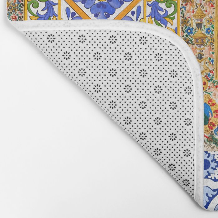 Italian,Sicilian art,holy Mary,Virgin Mary,maiolica,tiles,lemons,Citrus  Bath Mat Gallery Image 2