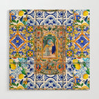 Italian,Sicilian art,holy Mary,Virgin Mary,maiolica,tiles,lemons,Citrus  Wood Wall Art Gallery Image 1