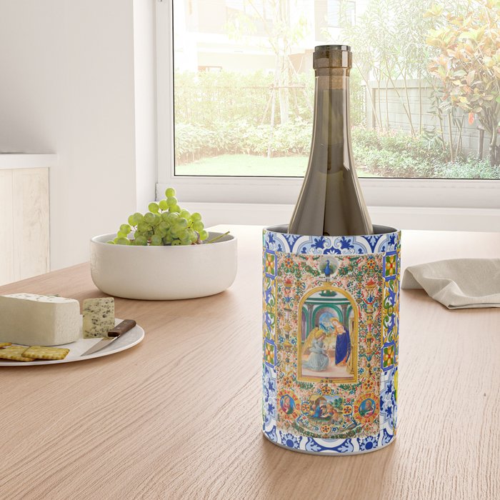 Italian,Sicilian art,holy Mary,Virgin Mary,maiolica,tiles,lemons,Citrus  Wine Chiller Gallery Image 4