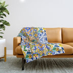Italian,Sicilian art,holy Mary,Virgin Mary,maiolica,tiles,lemons,Citrus  Throw Blanket Gallery Image 1