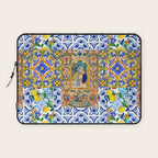 Italian,Sicilian art,holy Mary,Virgin Mary,maiolica,tiles,lemons,Citrus  Laptop Sleeve Gallery Image 1