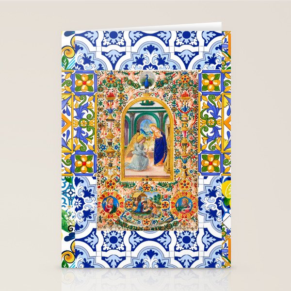 Italian,Sicilian art,holy Mary,Virgin Mary,maiolica,tiles,lemons,Citrus  Stationery Card Gallery Image 2