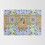 Italian,Sicilian art,holy Mary,Virgin Mary,maiolica,tiles,lemons,Citrus  Rug Gallery Image 2