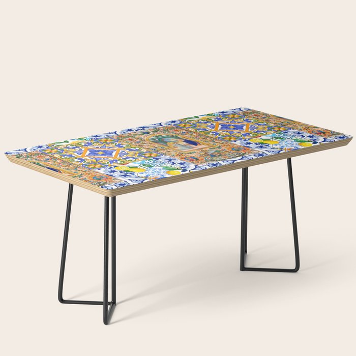 Italian,Sicilian art,holy Mary,Virgin Mary,maiolica,tiles,lemons,Citrus  Coffee Table Gallery Image 1