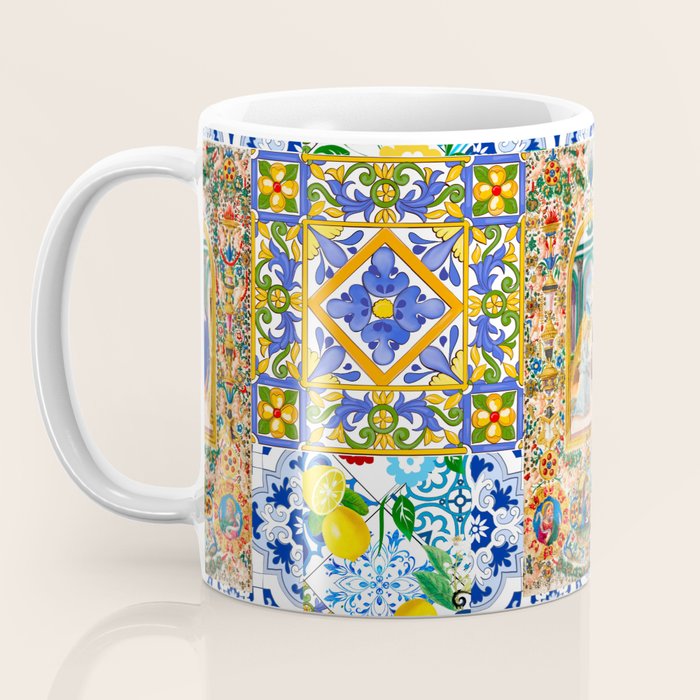 Italian,Sicilian art,holy Mary,Virgin Mary,maiolica,tiles,lemons,Citrus  Coffee Mug Gallery Image 3