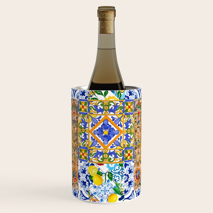 Italian,Sicilian art,holy Mary,Virgin Mary,maiolica,tiles,lemons,Citrus  Wine Chiller Gallery Image 2