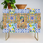 Italian,Sicilian art,holy Mary,Virgin Mary,maiolica,tiles,lemons,Citrus  Credenza Gallery Image 1