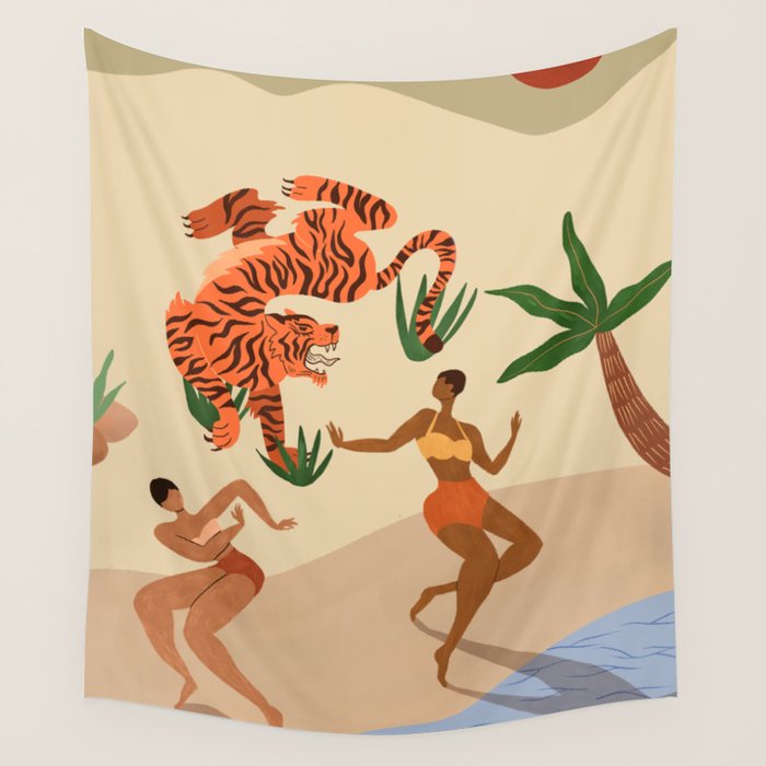 Dancing with Tiger Wall Tapestry Gallery Image 1