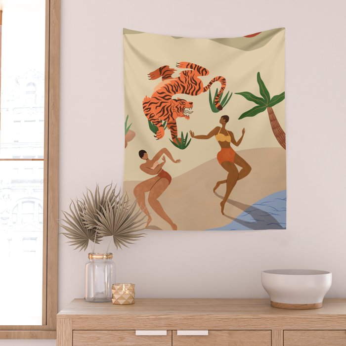 Dancing with Tiger Wall Tapestry Gallery Image 2