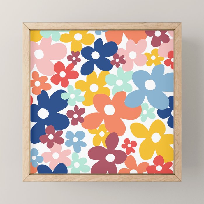 Wall Flower, Retro, Colorful, Floral Prints Mini Art Print Gallery Image 1