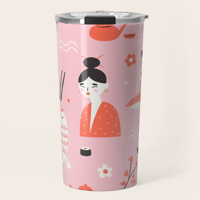 Dreaming of Japan Pattern Travel Mug Gallery Image 1