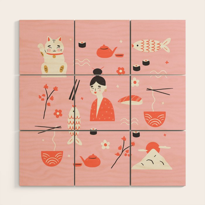 Dreaming of Japan Pattern Wood Wall Art Gallery Image 1