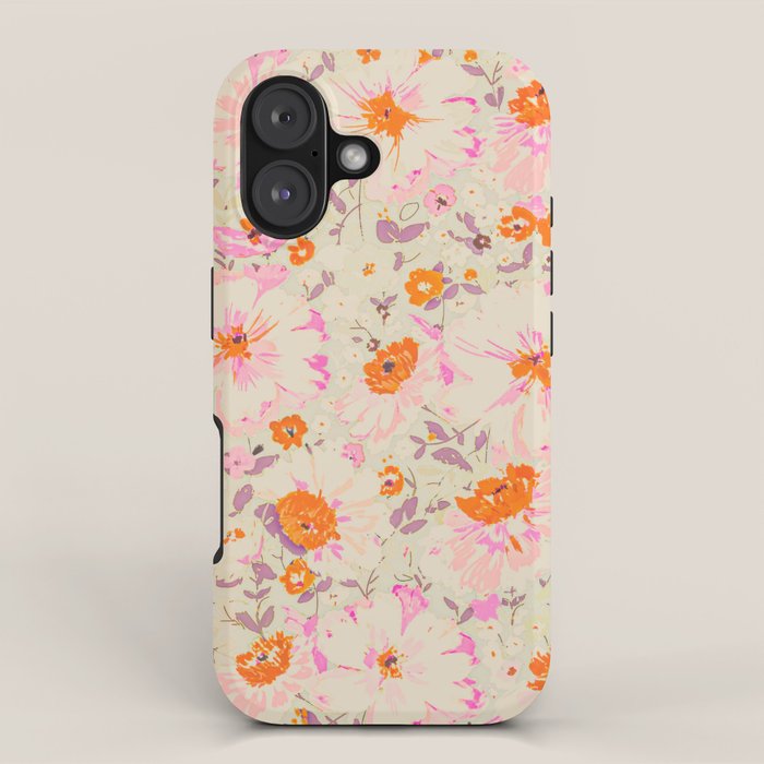 Faded Floral  - pink / citrus iPhone Case Gallery Image 1