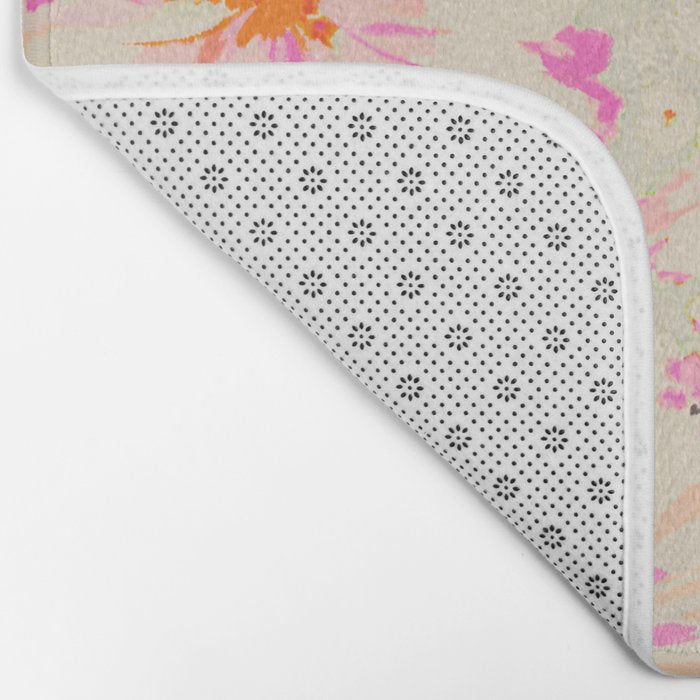 Faded Floral  - pink / citrus Bath Mat Gallery Image 2