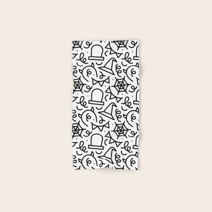 Fun halloween cartoon doodle art pattern Bath Towel Gallery Image 1