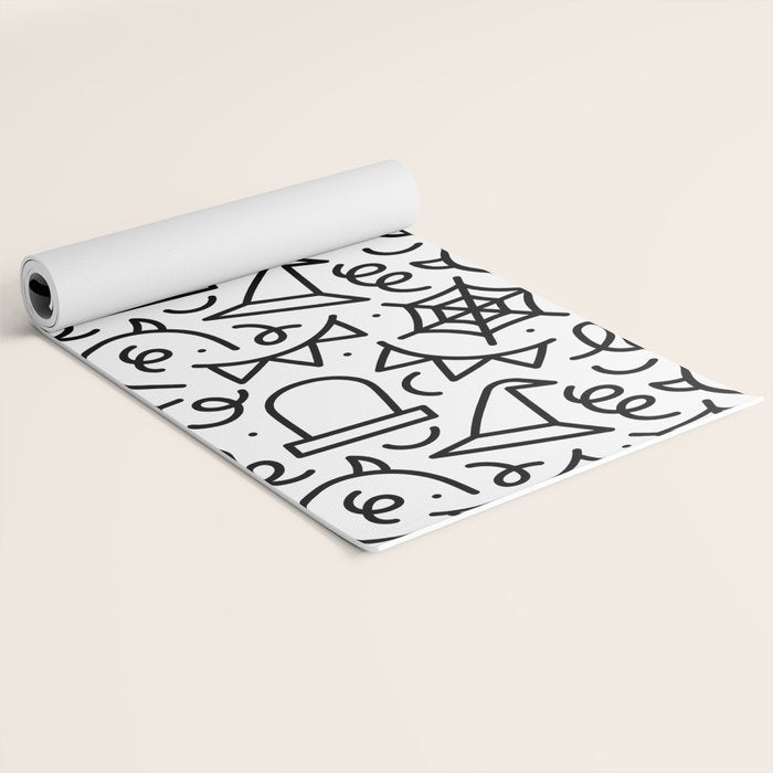 Fun halloween cartoon doodle art pattern Yoga Mat Gallery Image 2