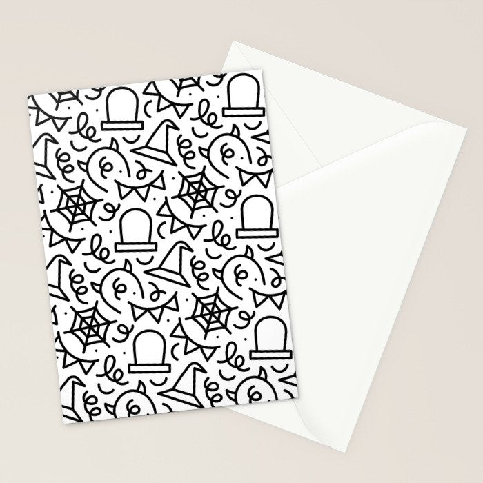 Fun halloween cartoon doodle art pattern Stationery Card Gallery Image 2