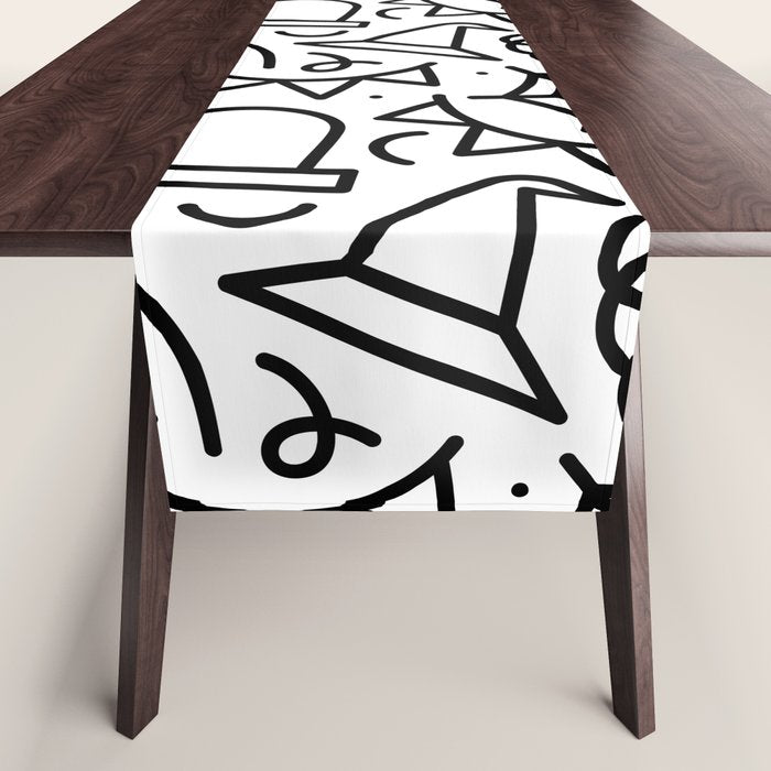 Fun halloween cartoon doodle art pattern Table Runner Gallery Image 1